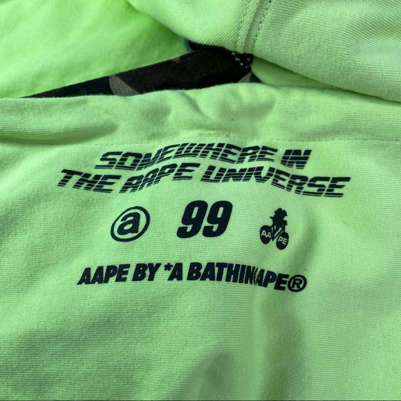 Bape Aape Mens Short Sleeve Hoodie Shirt Green Size Small - Picture 6 of 8